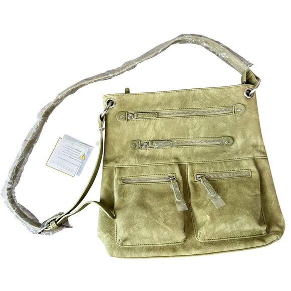 NWT Shiraleah Brooklyn Leather Moss Green Cross-Body Bag - Picture 1 of 8